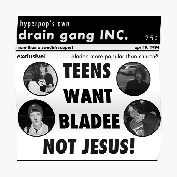 bladee newspaper Poster RB1807 product Offical bladee Merch