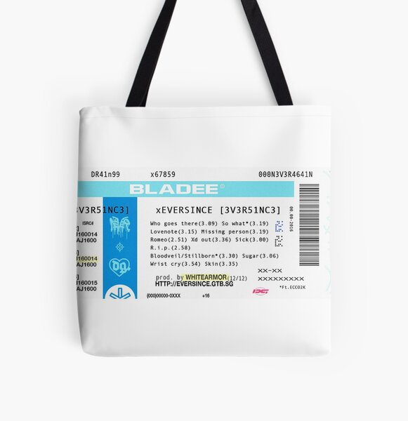 Bladee Eversince Ticket All Over Print Tote Bag RB1807 product Offical bladee Merch